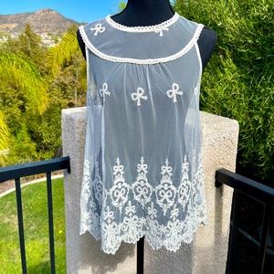 Monteau Los Angeles sheer lace blouse
